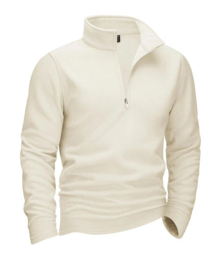 Zipped Stand Collar Fleece Men's Warm Sweater