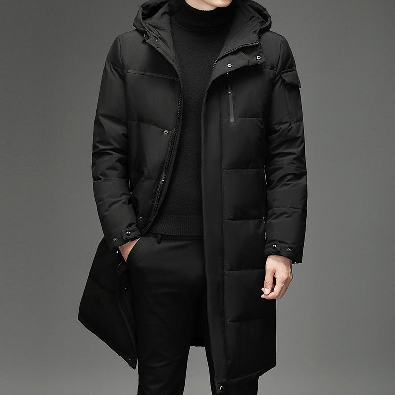 Down Jacket Fashion Long Stand-up Collar Zipper Thermal Cardigan Coat