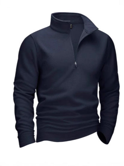 Zipped Stand Collar Fleece Men's Warm Sweater