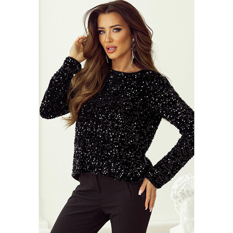 Design Sequin Slim Fit Slimming Sweatshirt Women